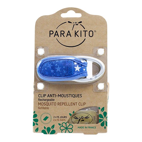 Clip anti-moustique rechargeable bleu avec étoiles