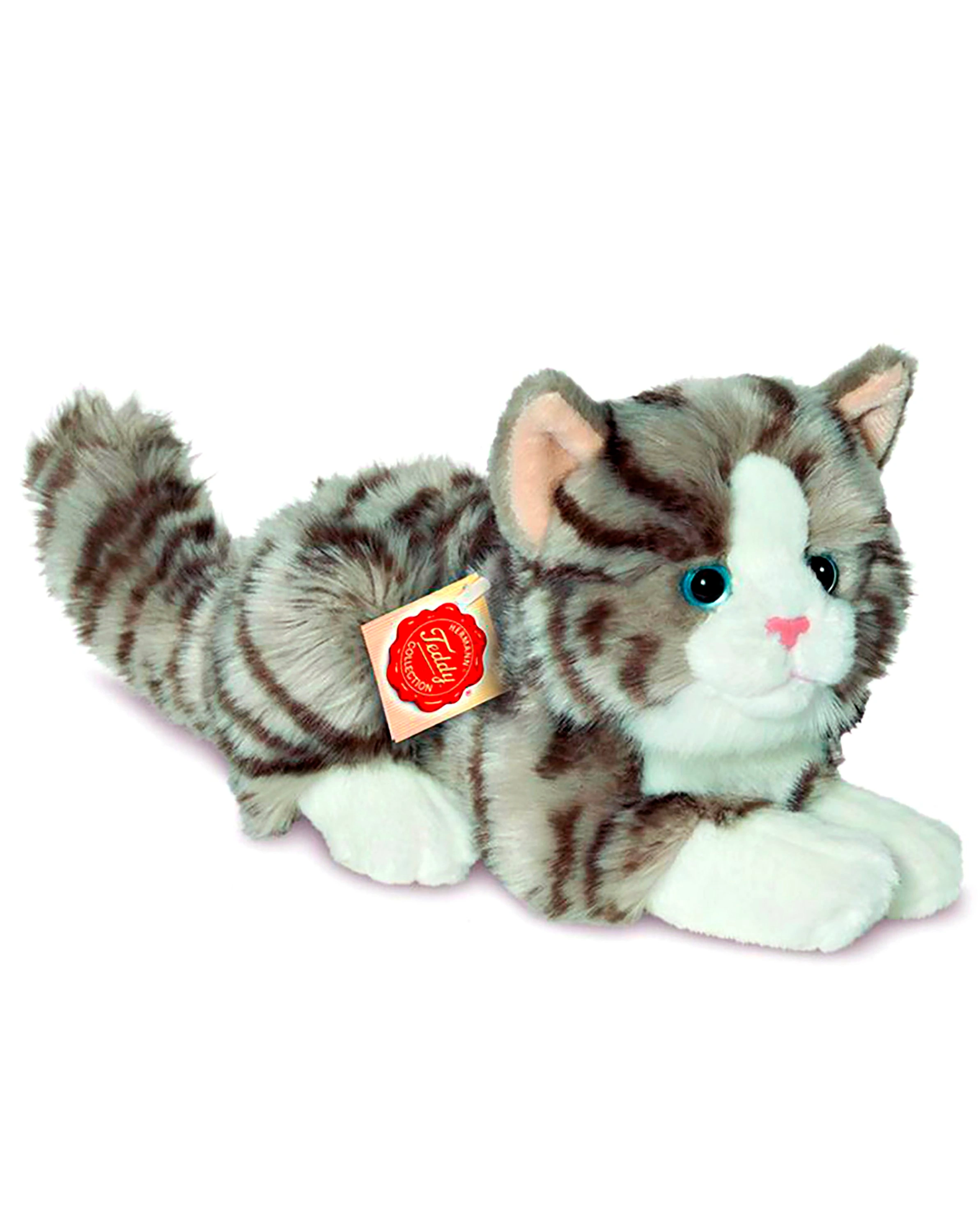 Kuscheltier KATZE (20 cm) liegend in grau