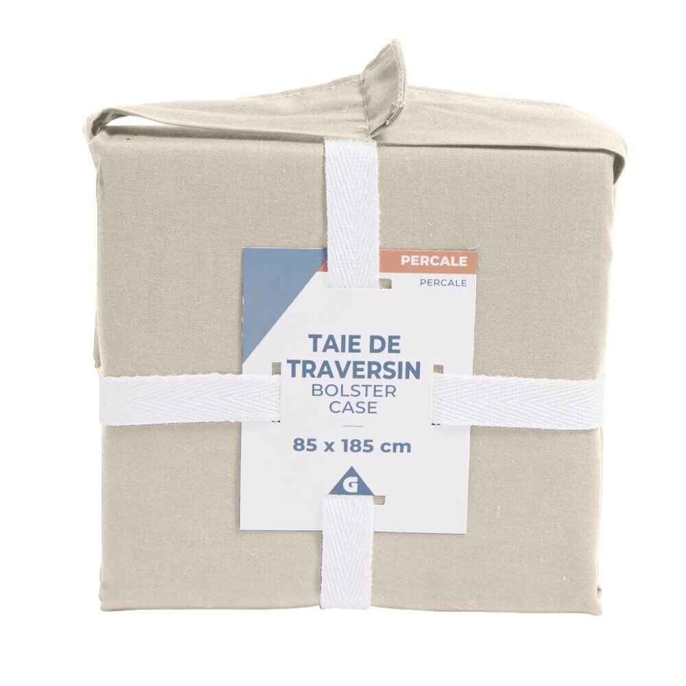 Taie de traversin 85x185cm 100% coton percale beige