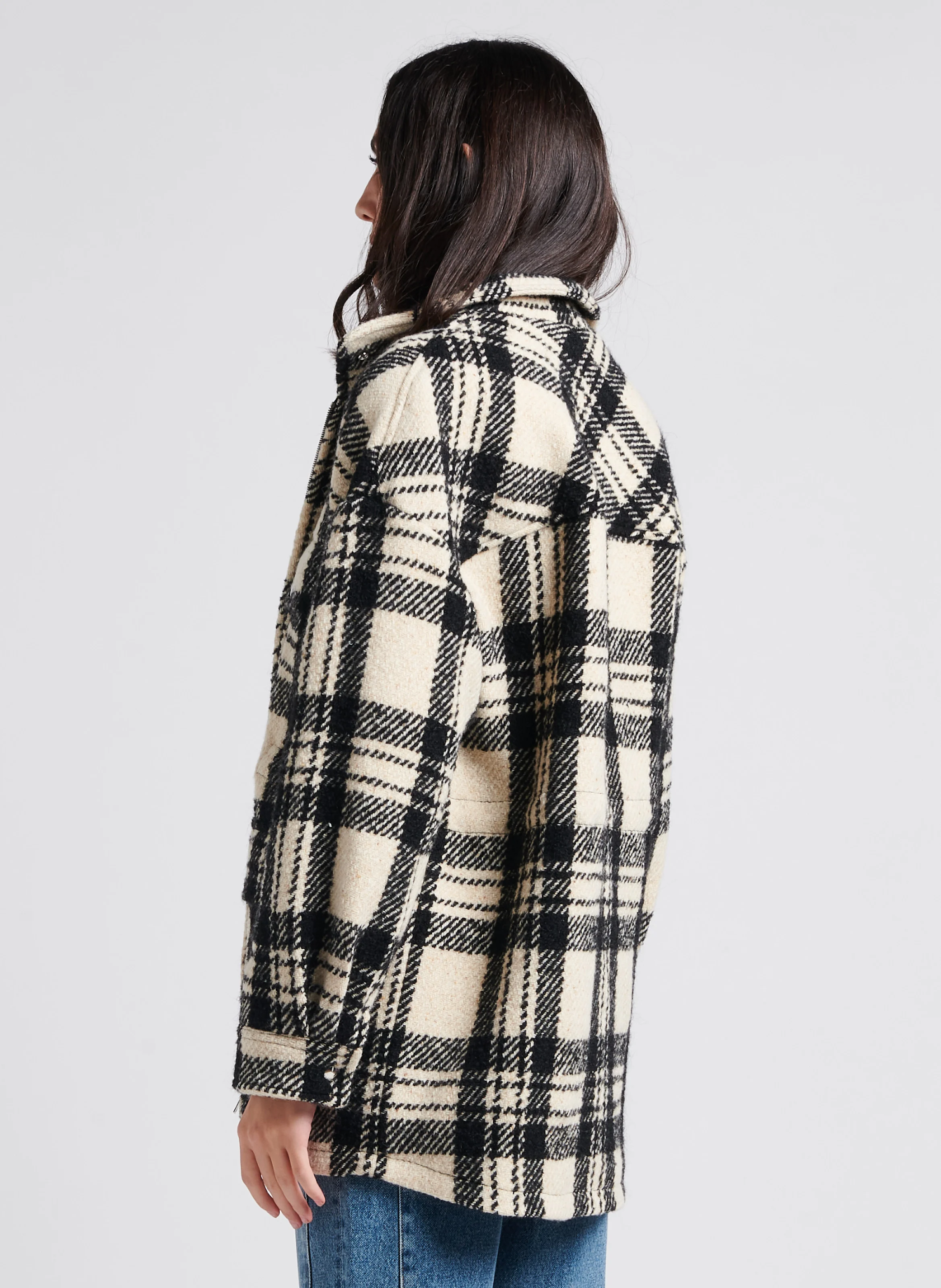 XANA - Manteau col montant en laine mélangée| Noir