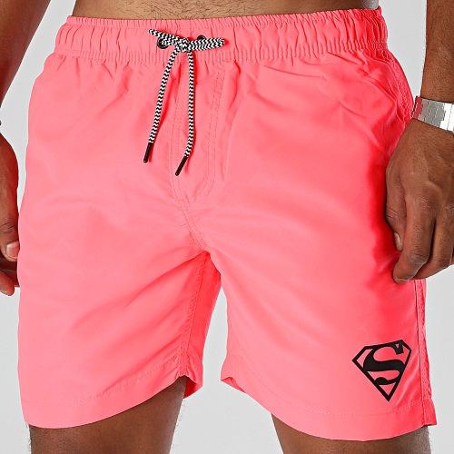 Short De Bain Logo Rose Fluo Noir