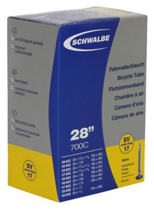 CHAMBRE A AIR VELO 700 x 28-45 SCHWALBE VALVE PRESTA 60mm TOUT ALU (SV17VL)