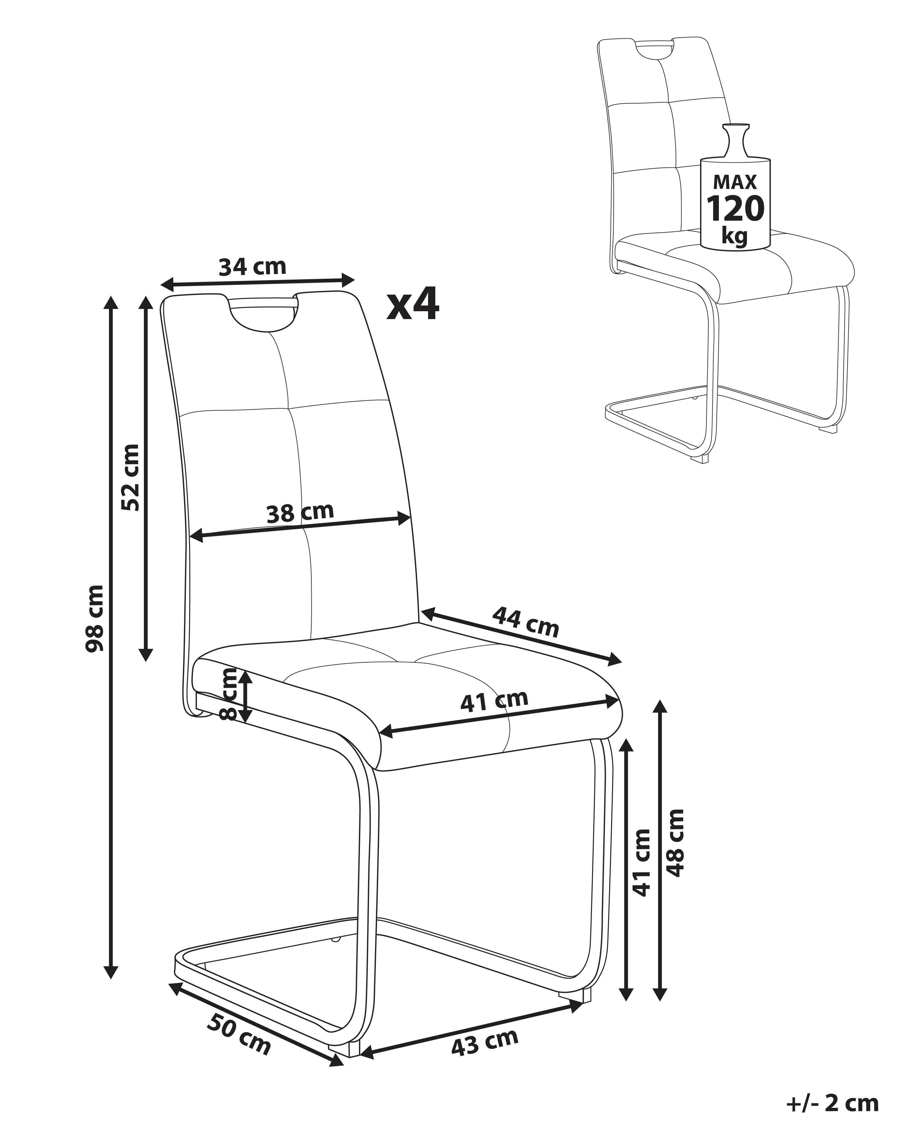 Set van 4 eetkamerstoelen CISCO Stof Lichtbeige