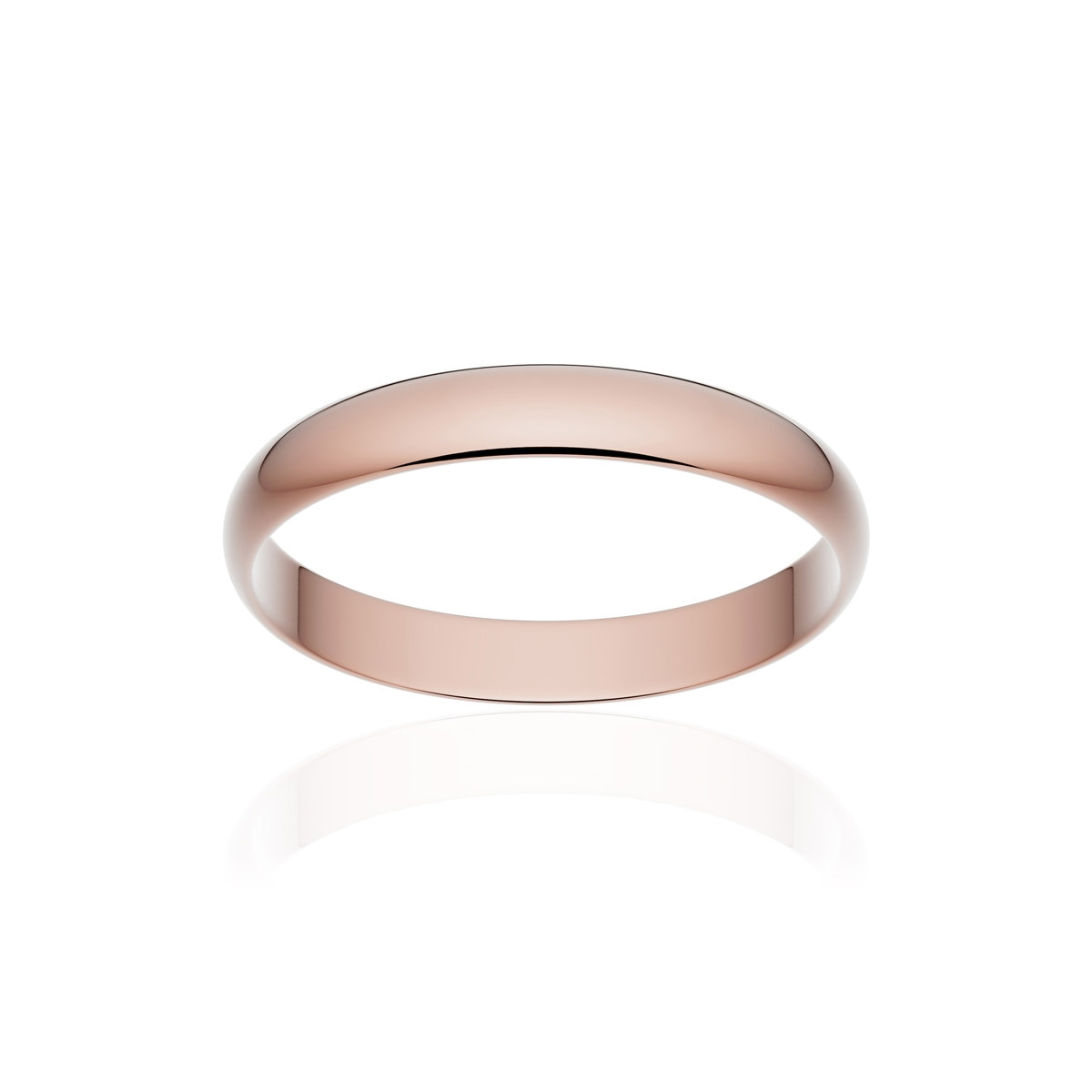 Alliance or 375 rose poli ruban 3mm