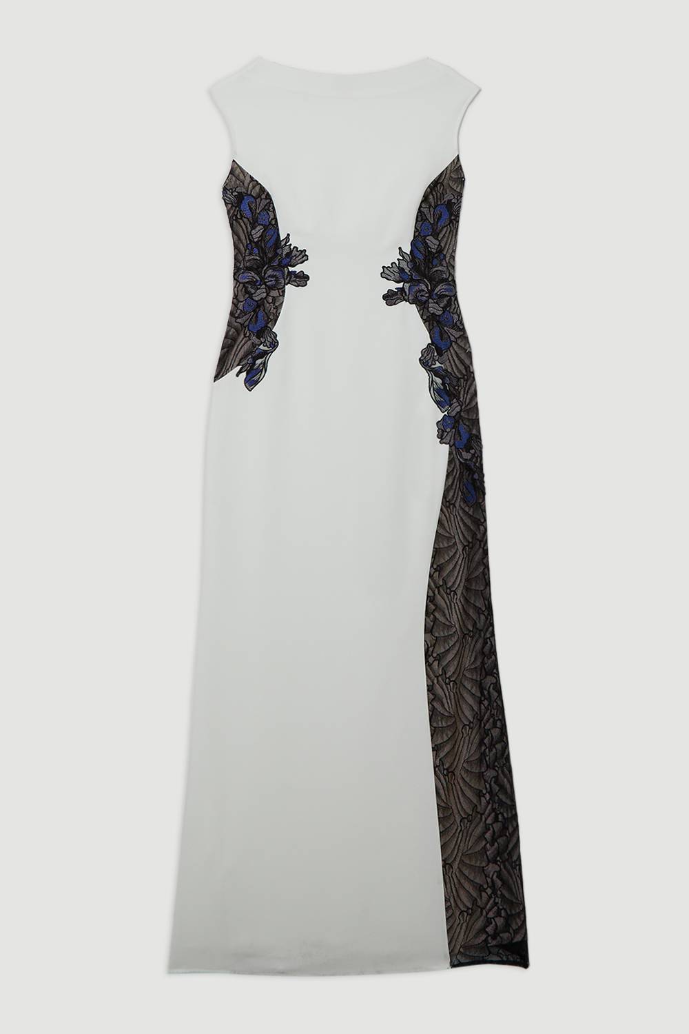 KarenMillen Robe Longue Ajustée Sans Manches Avec Appliqué De Dentelle Contrastante Petite