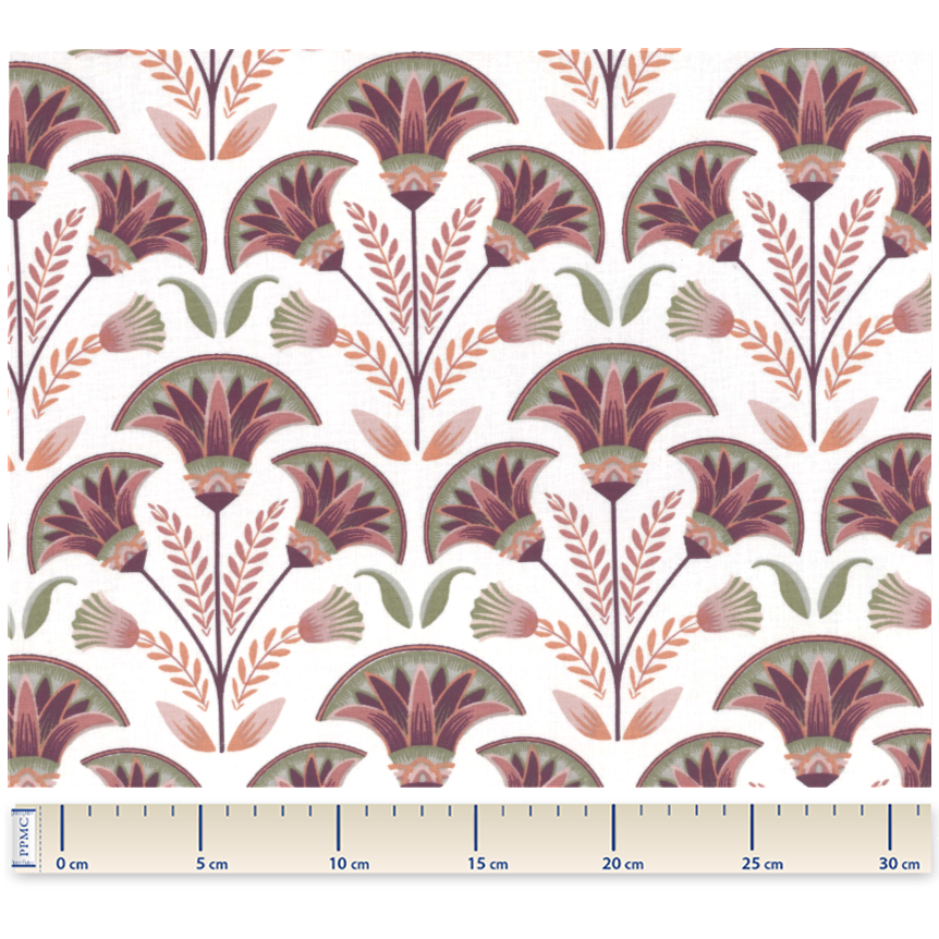 Tissu Coton Au Mètre Ex2434 Palme Exotique Aubergine