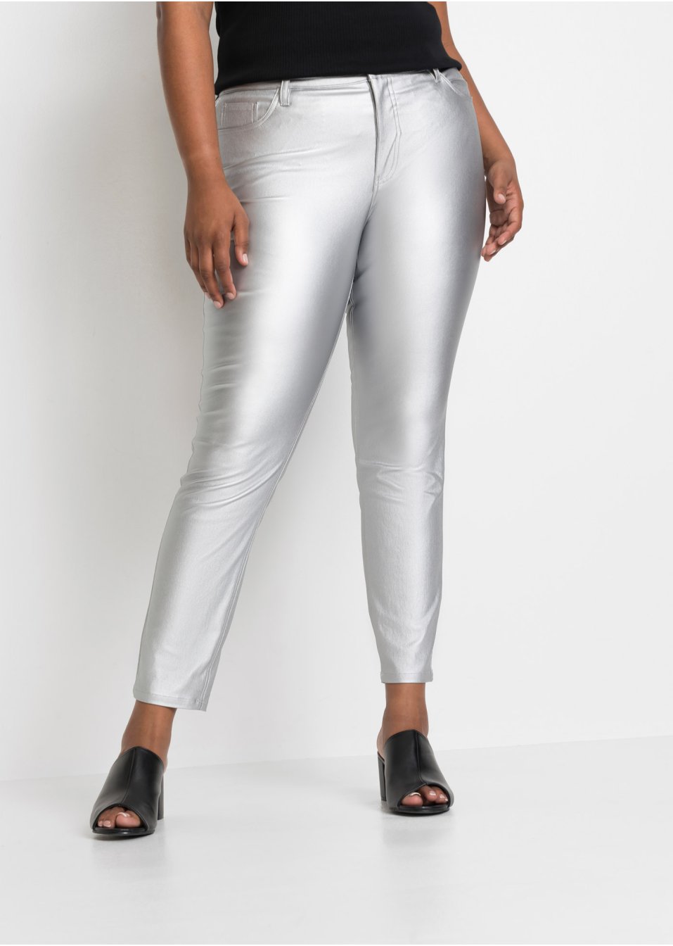 Pantalon push-up enduit au look métallique