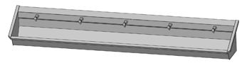 Intersan Sanilav muurwastrog m. zelfsluitende muurkraan 300cm 5-personen RVS