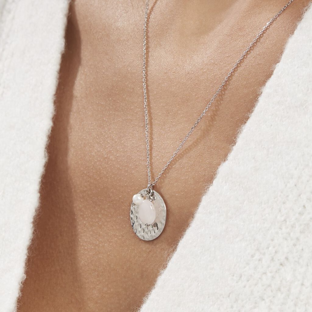 Collier Arcelia Argent Blanc Quartz Perle De Culture