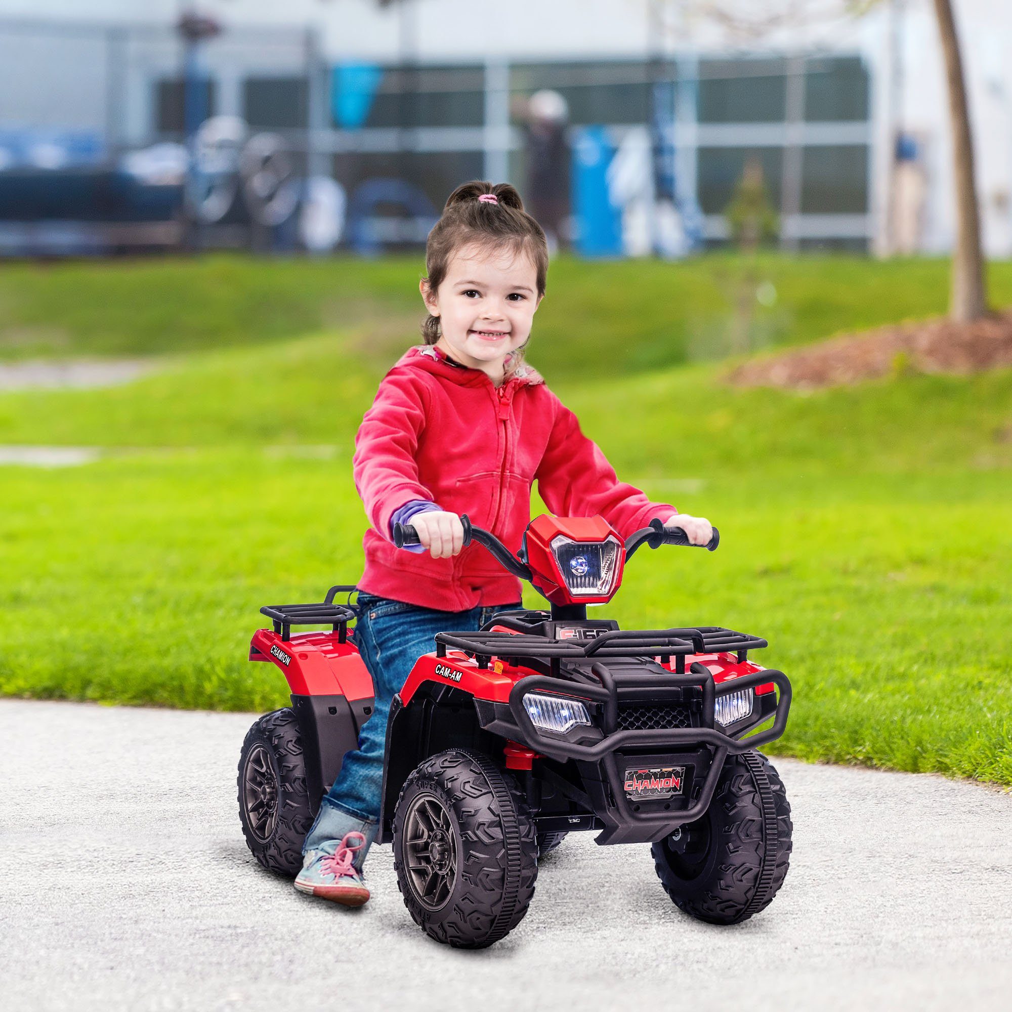 Quadriciclo elétrico infantil HOMCOM, velocidade máxima de 4 km/h, motocicleta infantil, preto + vermelho, capacidade de carga de 25 kg (1 unidade), 88 cm (C) x 45 cm (L) x 50 cm (A)