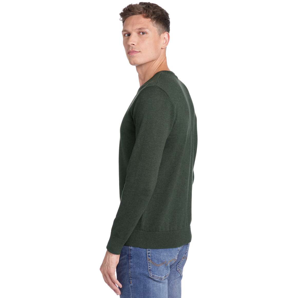 VanVaan Herren Feinstrickpullover mit V-Ausschnitt dunkeloliv