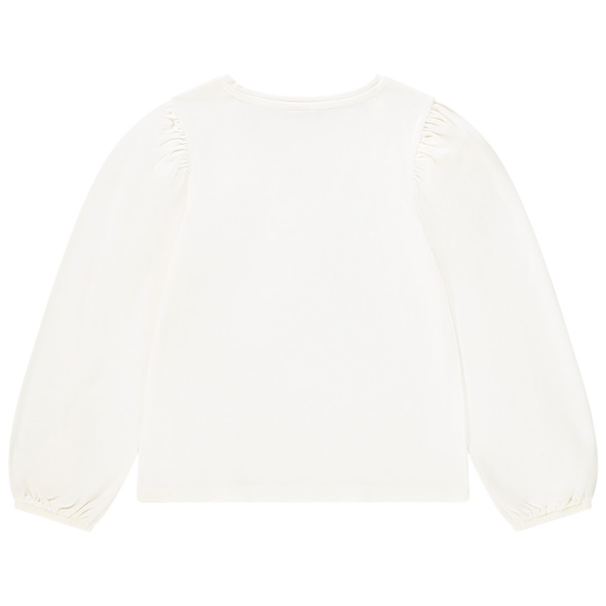 T-shirt manches longues ballon et broderie pailletée pour fille