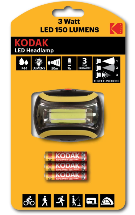 Kodak LED Kopfleuchte 150 inkl. 3x AAA Batterien