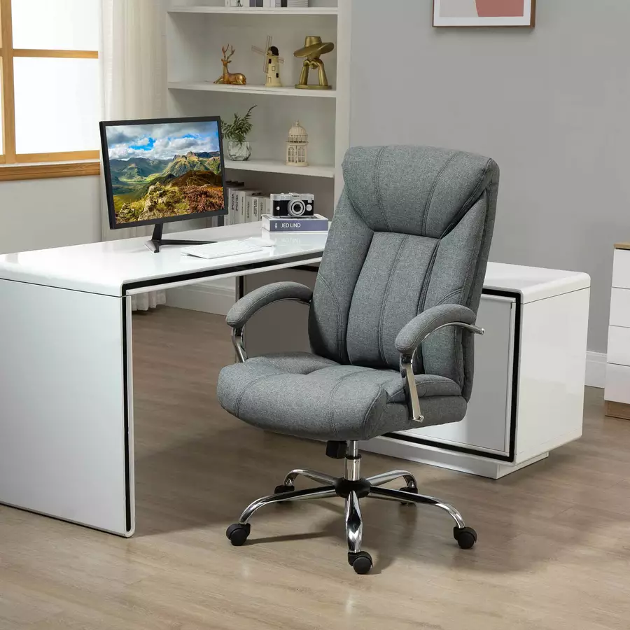 Vinsetto Bürostuhl Ergonomisches Design, Atmungsaktiver Polyester-Bezug Grau