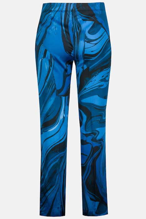 Hose, Marmor-Design, Bundfalte, ausgestellter Saum