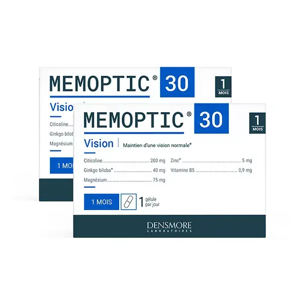 Curso de manutenção da visão e memória Densmore Mémoptic, com duração de 2 meses (pacote com 2 kits de 1 mês cada).