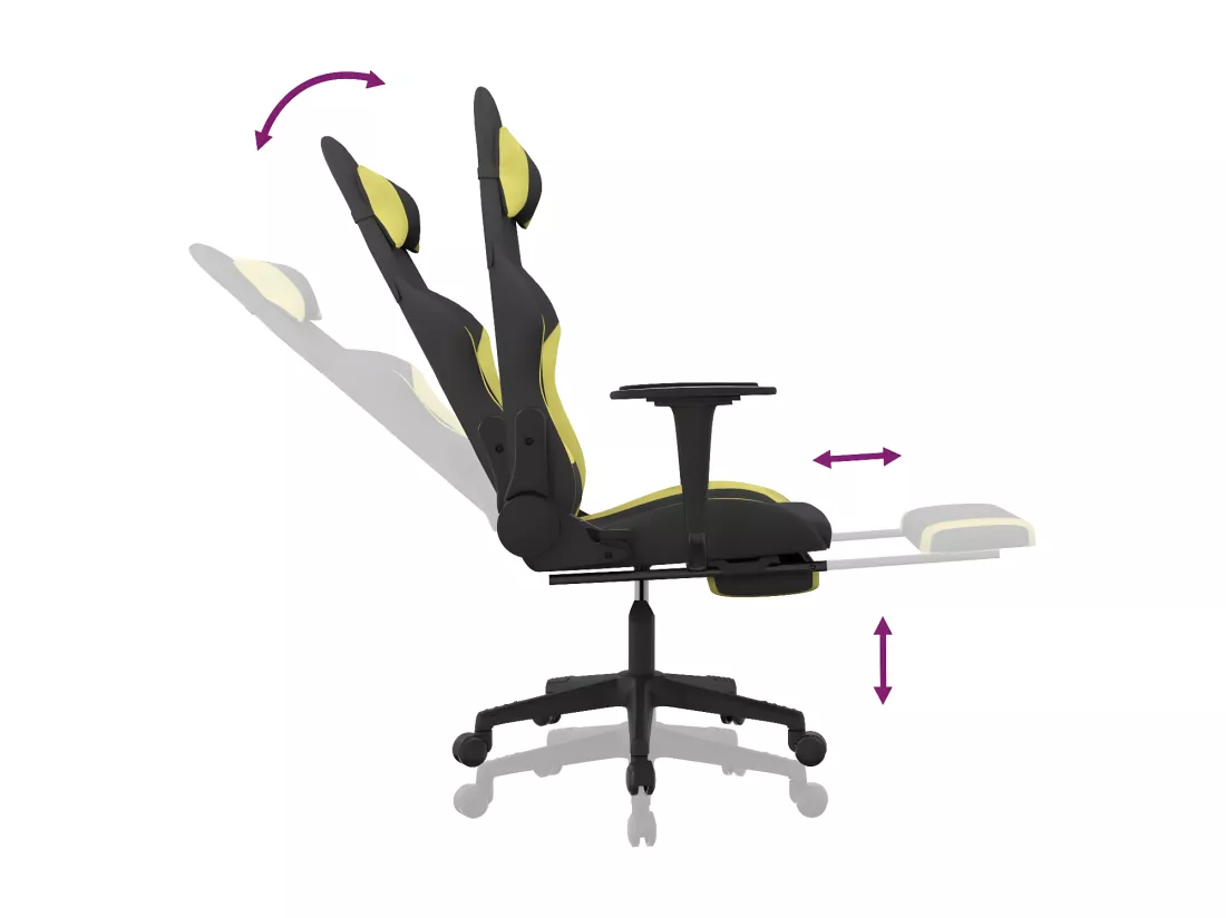 Chaise de jeu avec repose-pied Noir et vert clair