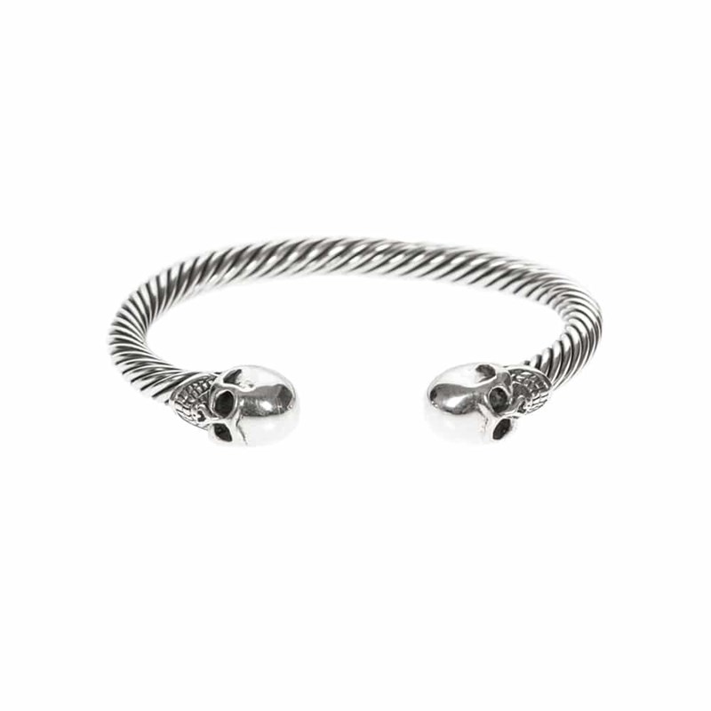Bracelet Homme Tête De Mort Jonc Argent