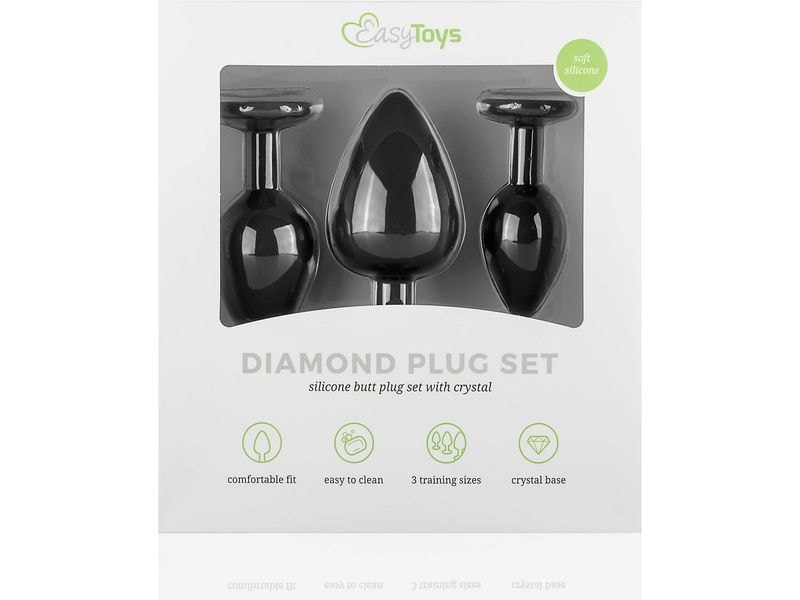 Easytoys Anal Plug aus Silikon mit Diamant Schwarz Sexspielzeug Kollektion für die anale Stimulation