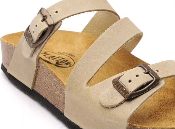 Plakton mules et sabots plats femme cp bolino 341210 beige