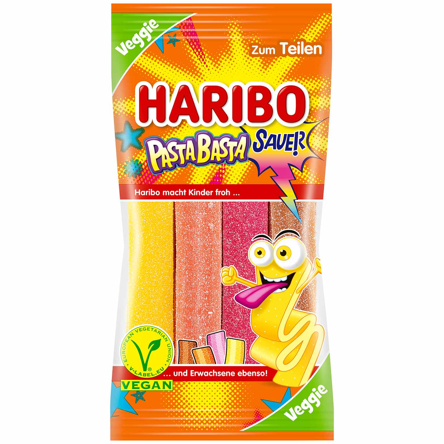 Haribo Fruchtgummi Pasta Basta sauer Veggie 160g MHD:30.10.25