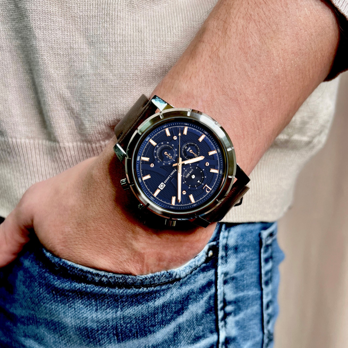 Montre PIERRE LANNIER Cronos homme chronographe bracelet acier