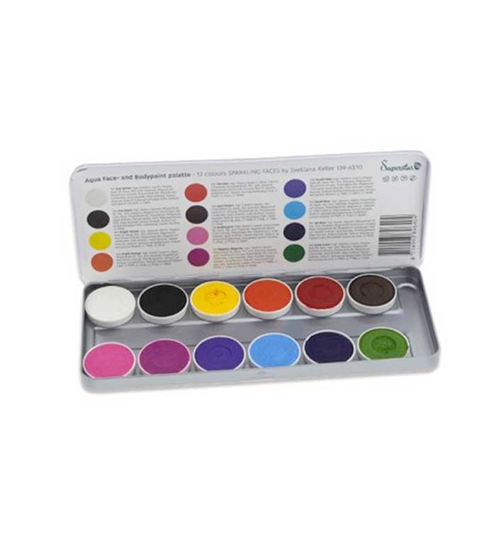 Superstar -  Paleta de 12 Aquacolors para rosto e corpo by Svetlana Keller