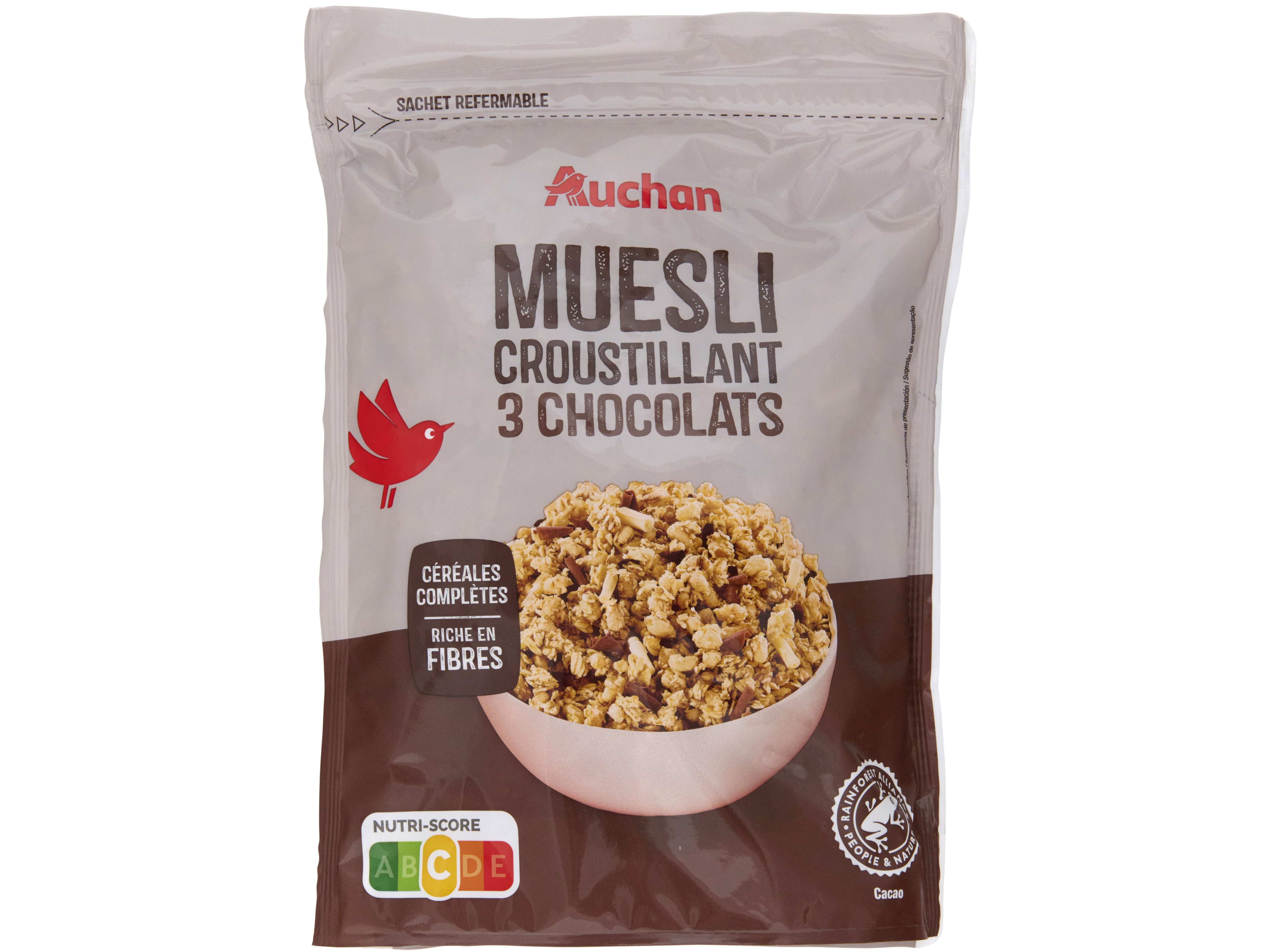 CEREAIS AUCHAN MUESLI 3 CHOCOLATES 450G
