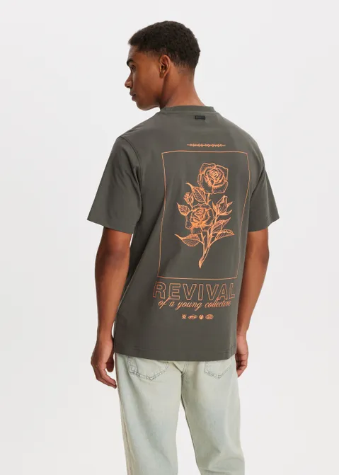 T-shirt met print roos groen (GRN.A)