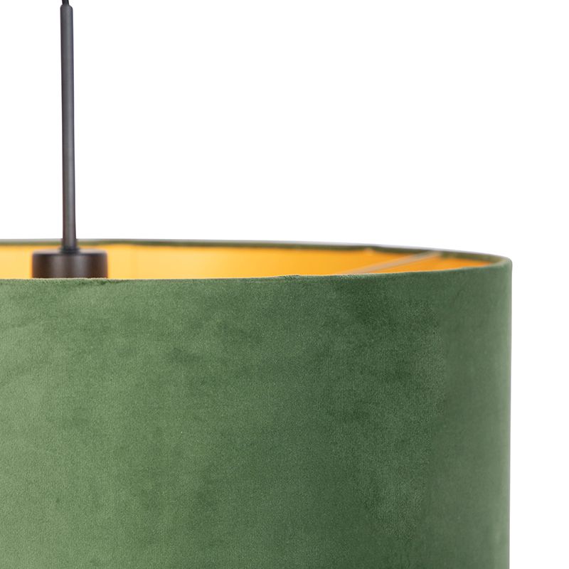 Hanglamp met velours kap groen met goud 50 cm - Combi