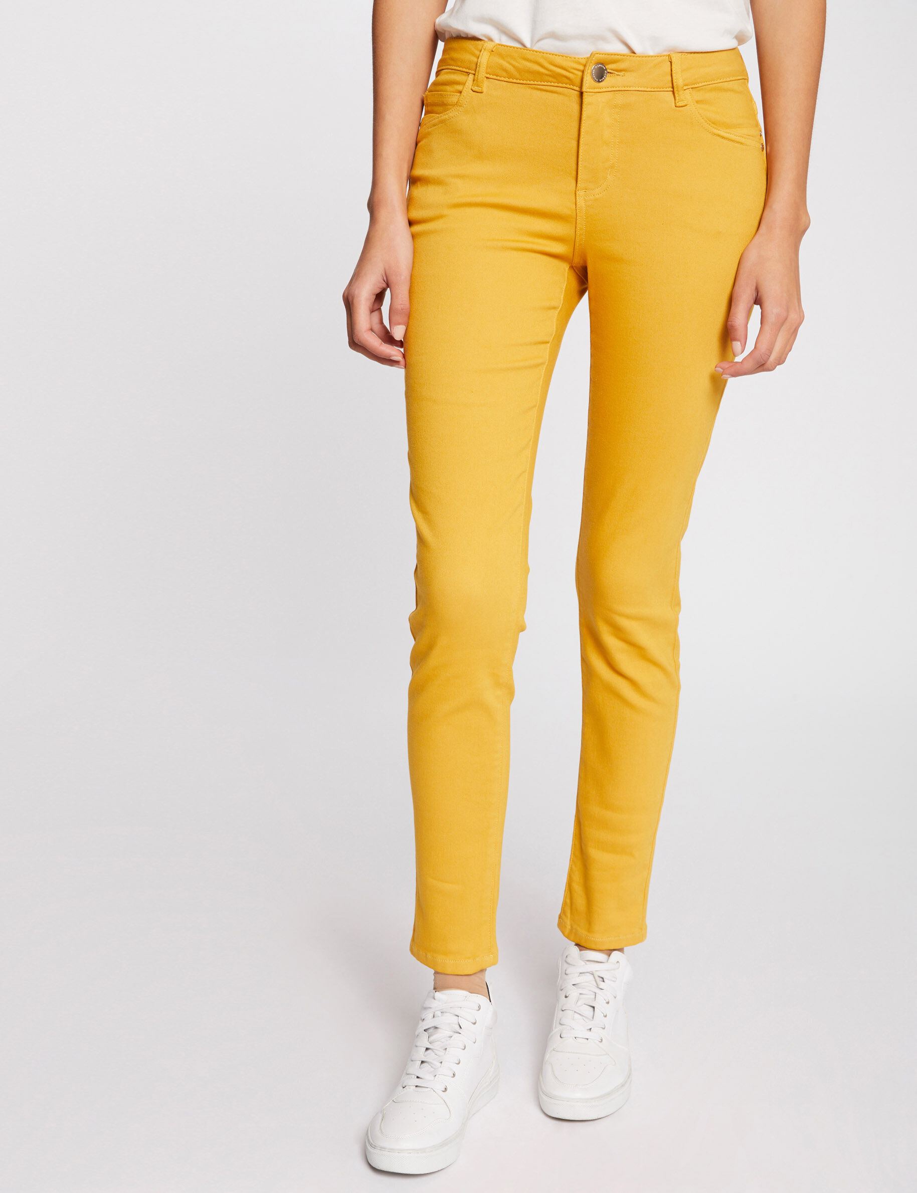 Jeans skinny taille basse moutarde femme - moutarde