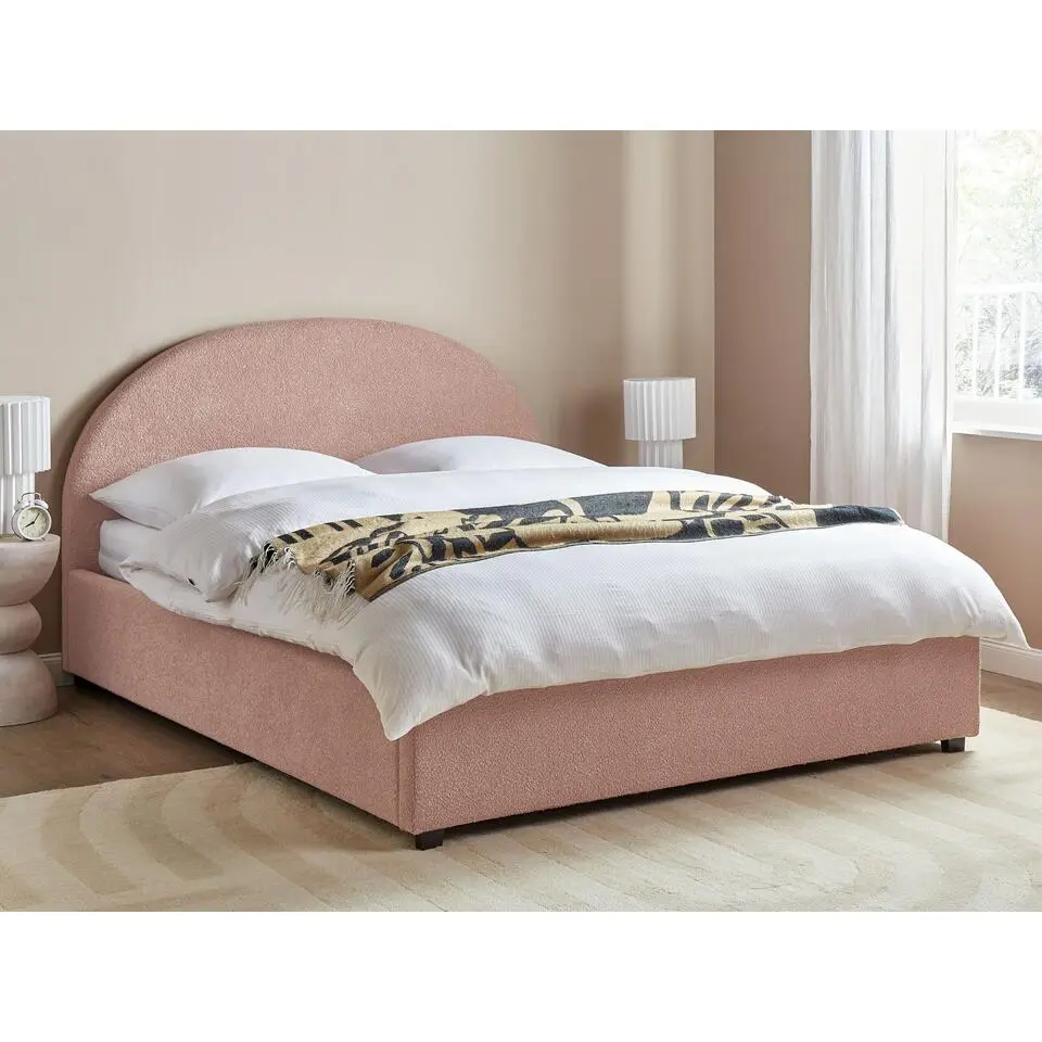 VAUCLUSE - Bed met opbergruimte - Pastelroze - 160 x 200 cm - Bouclé