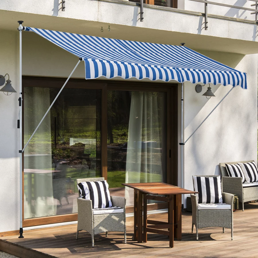 Outsunny Klemmmarkise mit Faltarm blau
