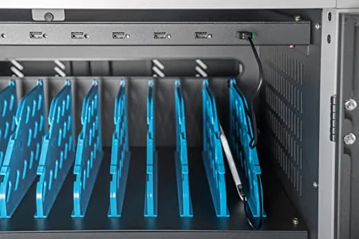 DIGITUS DN-45002 - Vogn med hjul (kun opladning) - for 30 tablets / notebooks - låsbar - stål - sort, RAL 9005 - skærmstørrelse: op til 15,6