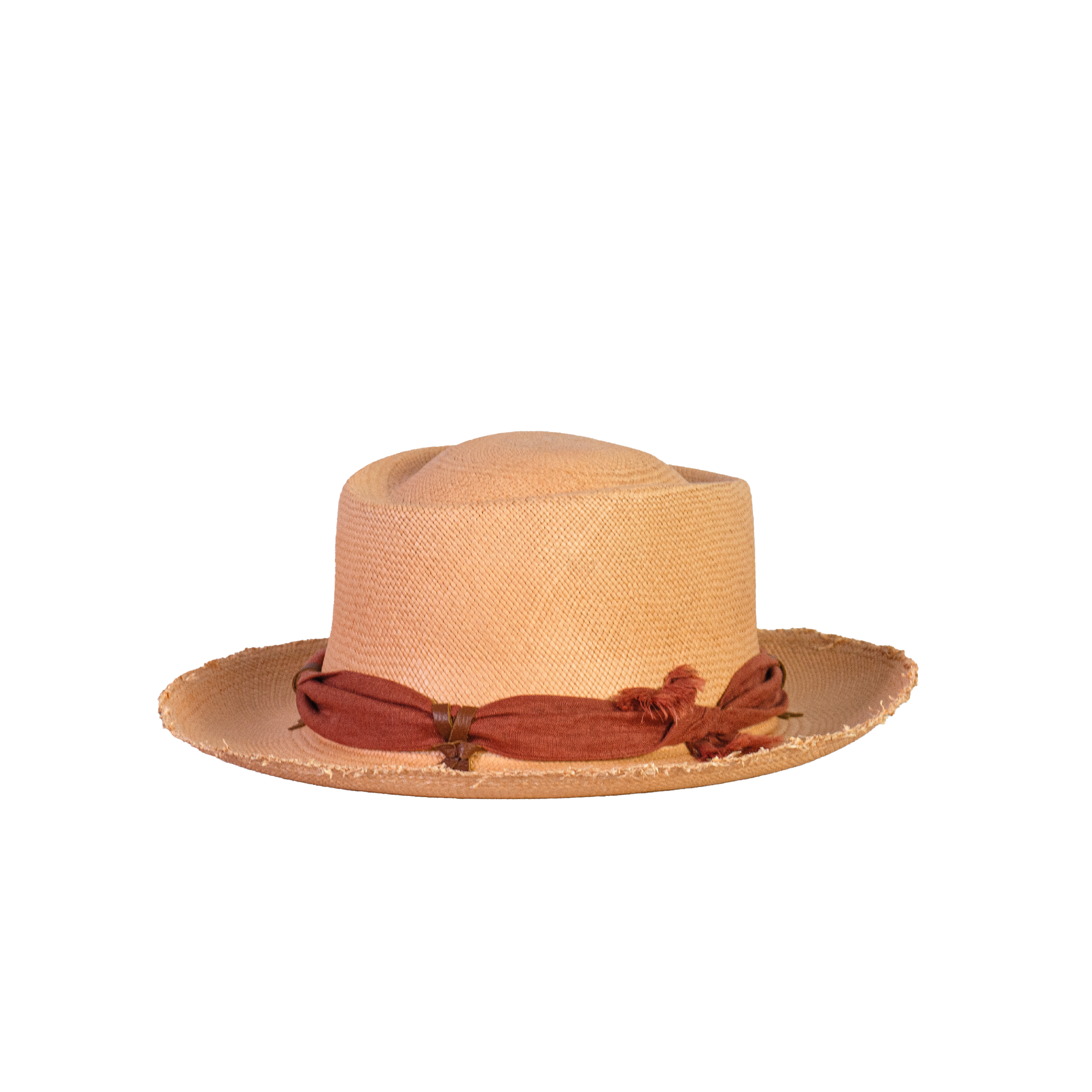 Chapeau Dumont avec détails en lin et en cuir