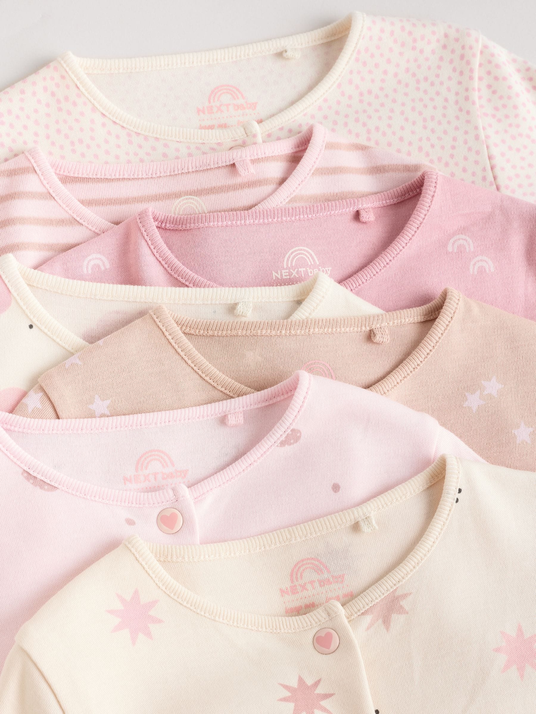 Roze - 7 Pack Baby slaappakken (0mnd-3jr)