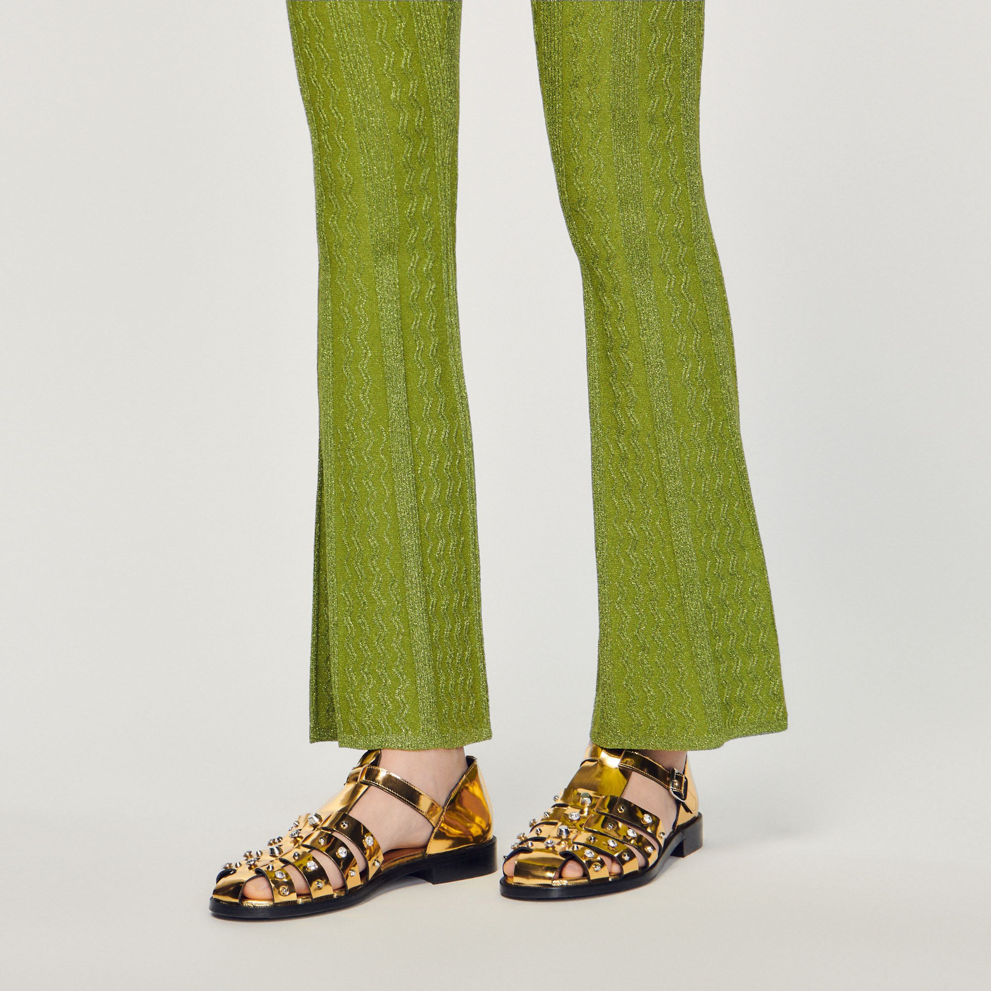 Pantalon en maille metallisee