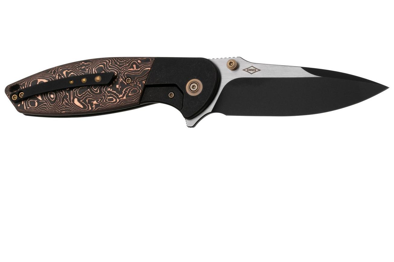WE Knife Nitro OG WE23035-2 Blackwashed, Satin Flat CPM 20CV, Black Titanium, Copper Foil Carbon Fiber Inlay, zakmes