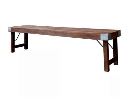 Banc d'intérieur en bois marron et métal noir 180 x 40 x 44 cm