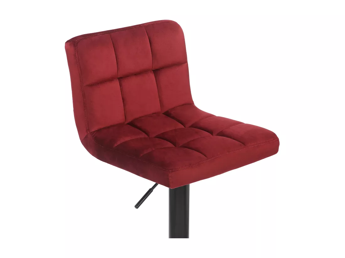 Lot de 2 Tabouret de bar - Velours & Métal noir mat - Rouge - Feni