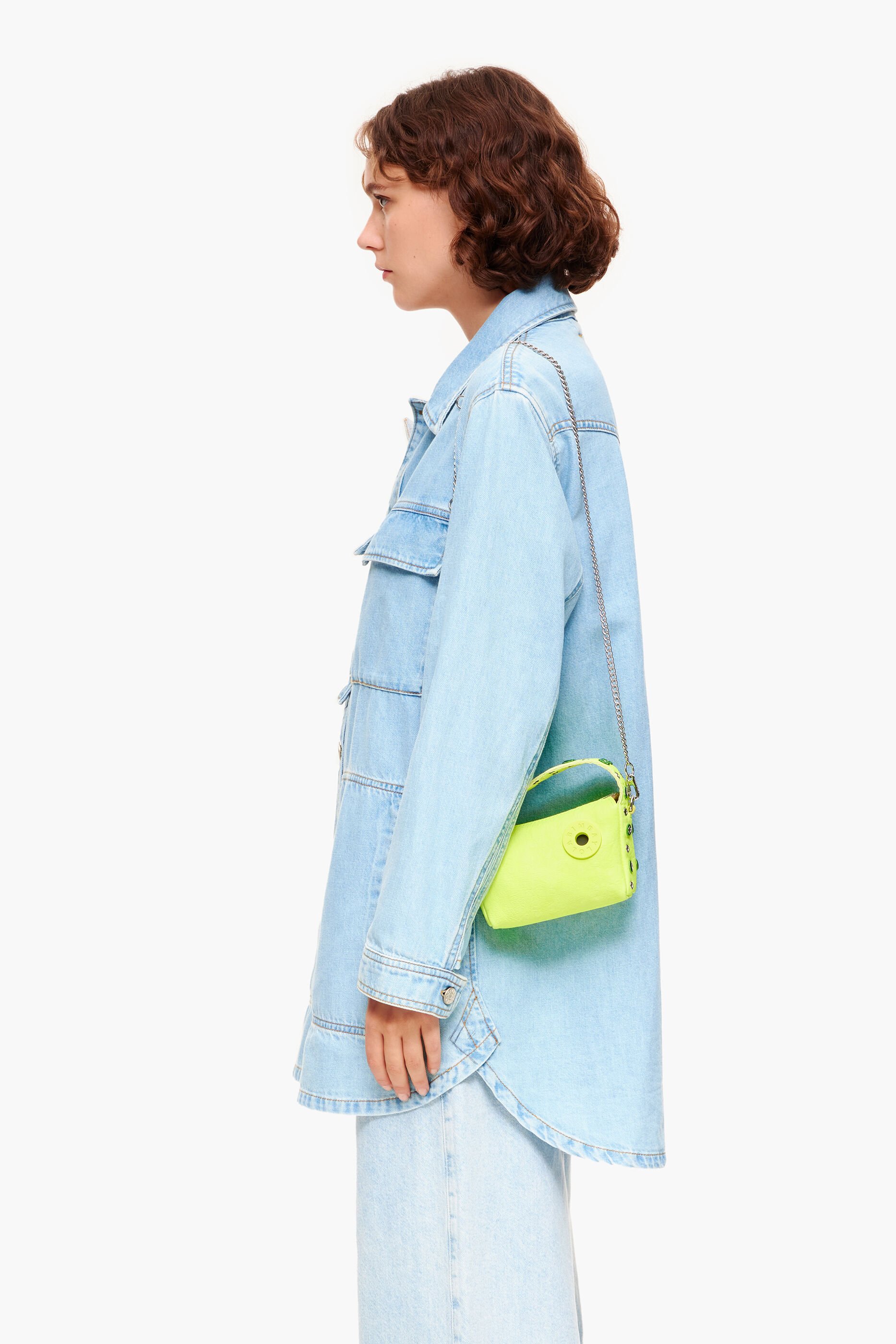 Bolsa hobo de couro amarela tamanho XS