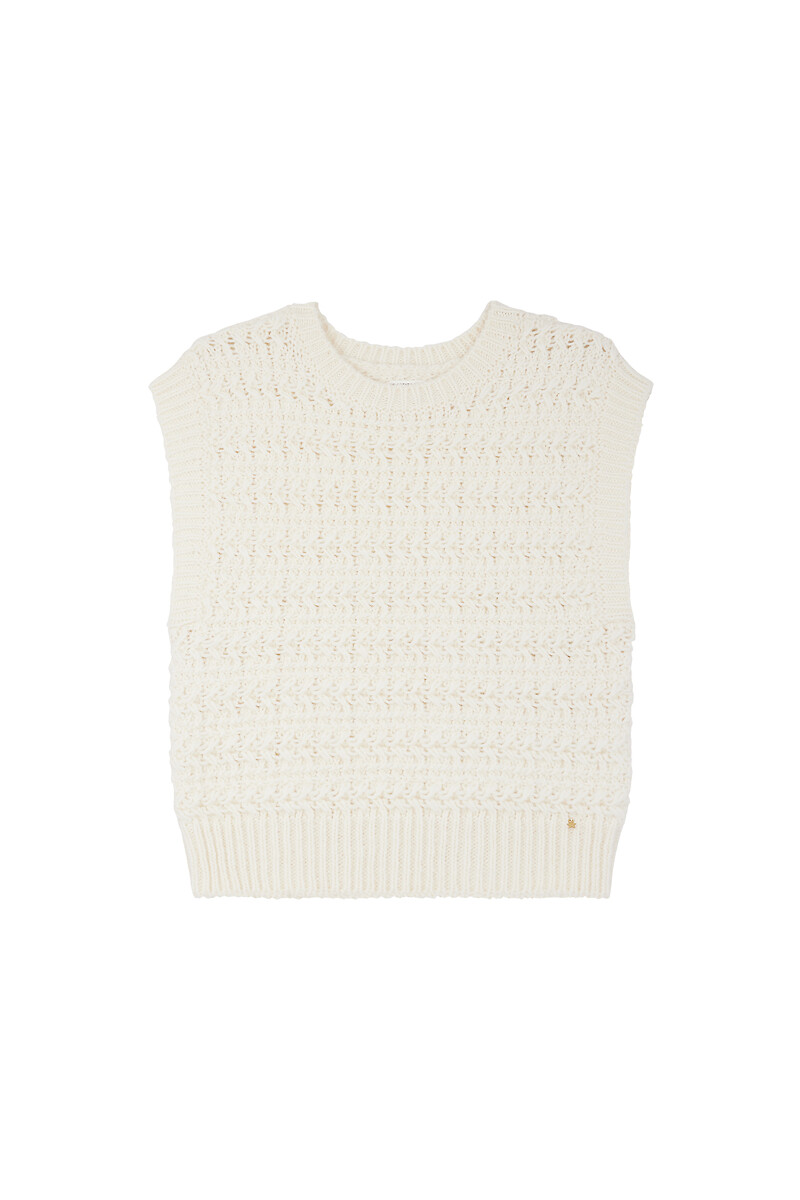 DES PETITS HAUTS<br>Suéter sem mangas com tranças e gola redonda ASTRID