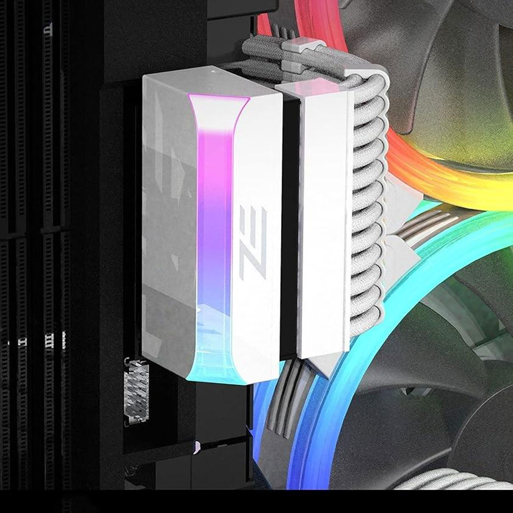ATX 24-Pin 90 Grad Winkel Stecker Adapter Stromanschluss mit ARGB für Motherboard / Mainboard - Weiss