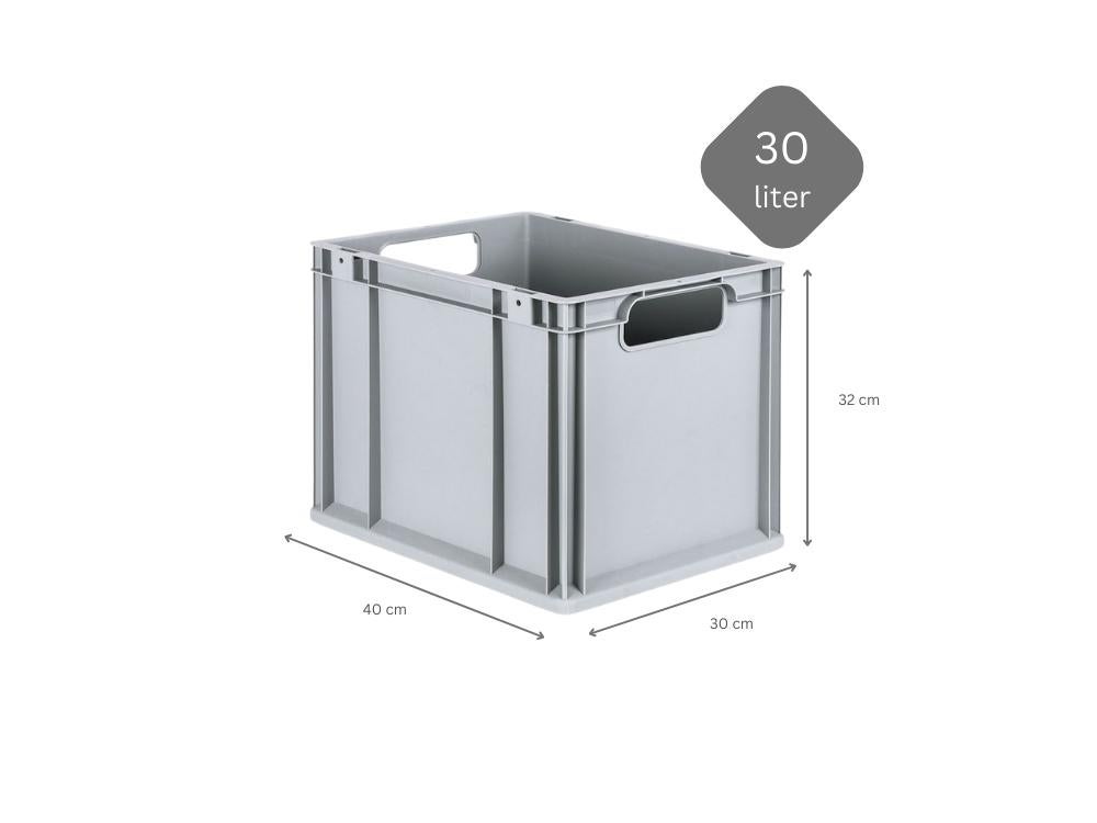 PROREGAL Value Set 4x Eurobox Nextgen Economy Handgrepen Open HxBxD 32 x 30 x 40 cm 30 Liter Euro Container Transportbox Transportcontainer