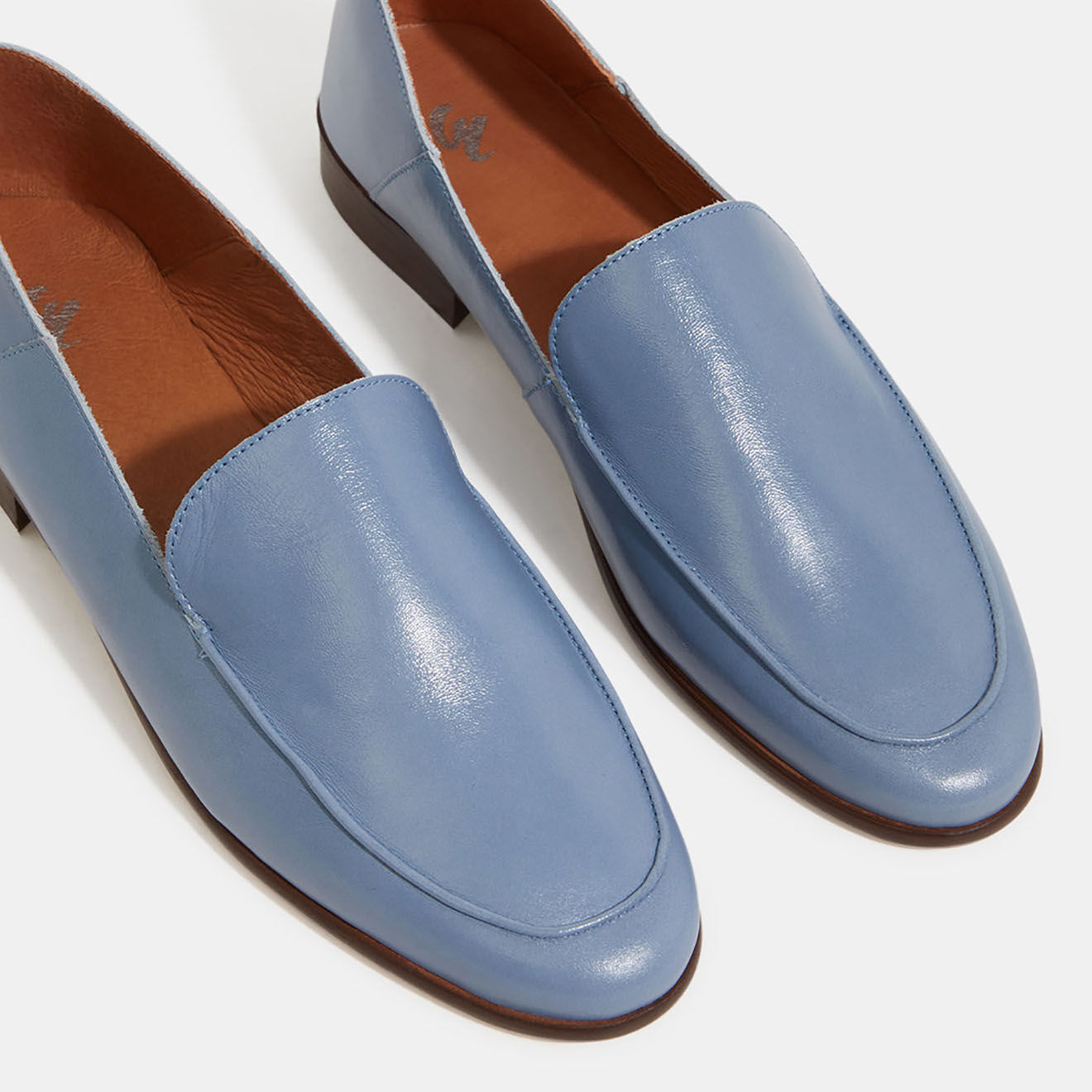 Galeries Lafayette Mocassins en Cuir bleu jean