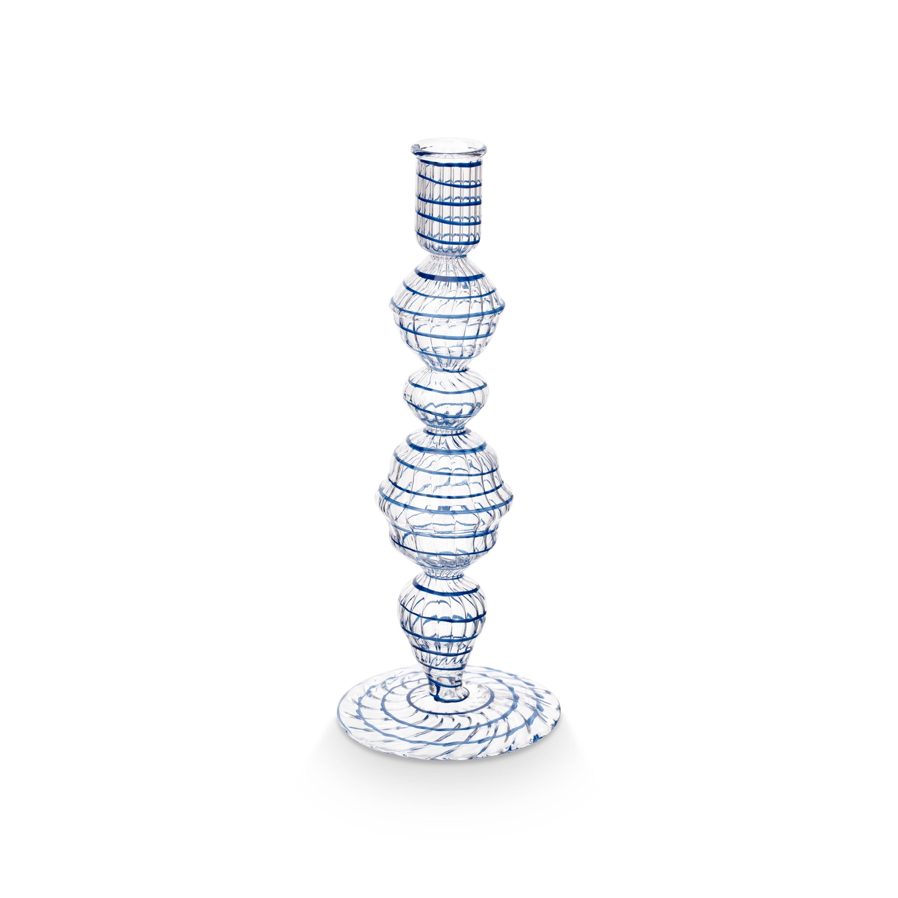 Pip Studio Kandelaar Swirl - van Glas - Donkerblauw - 22cm