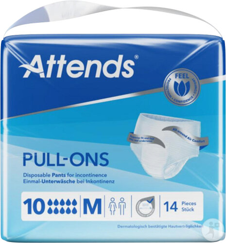 Attends Pull-Ons Culottes Jetables Pour Incontinence 10 Gouttes Taille M 14 Pièces