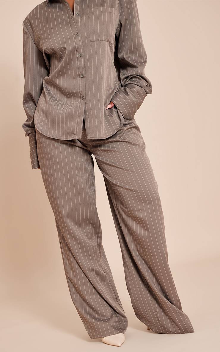 Gris Pantalon Large À Rayures Fines Shape