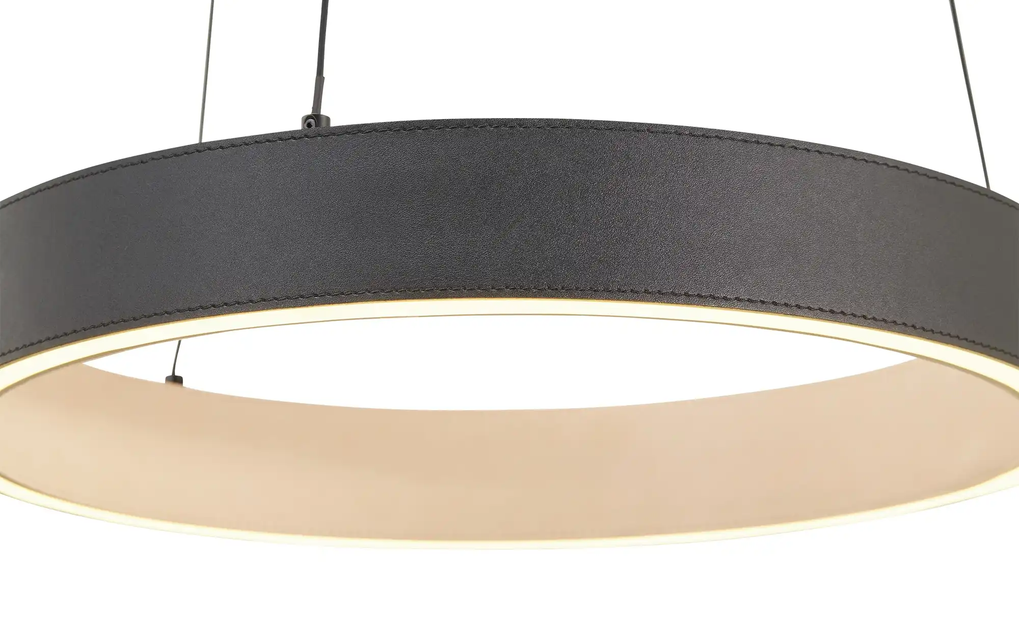 KHG LED-Pendelleuchte, Kunstleder schwarz/goldfarben