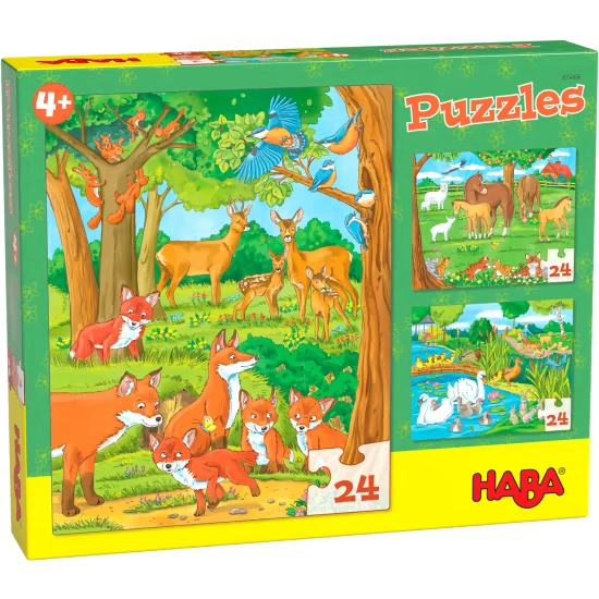 Puzzle TIERFAMILIEN 3x24-teilig